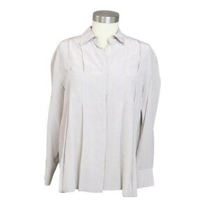 Prada Women’s 100% Silk Blouse Grey IT Size 40 US Small Luxury Classic Shirt